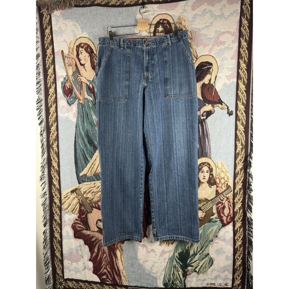 Vintage Tommy Hilfiger Baggy Jeans Mens 36x30 Y2K Denim Wide Leg Carpenter JNCO - Picture 1 of 10